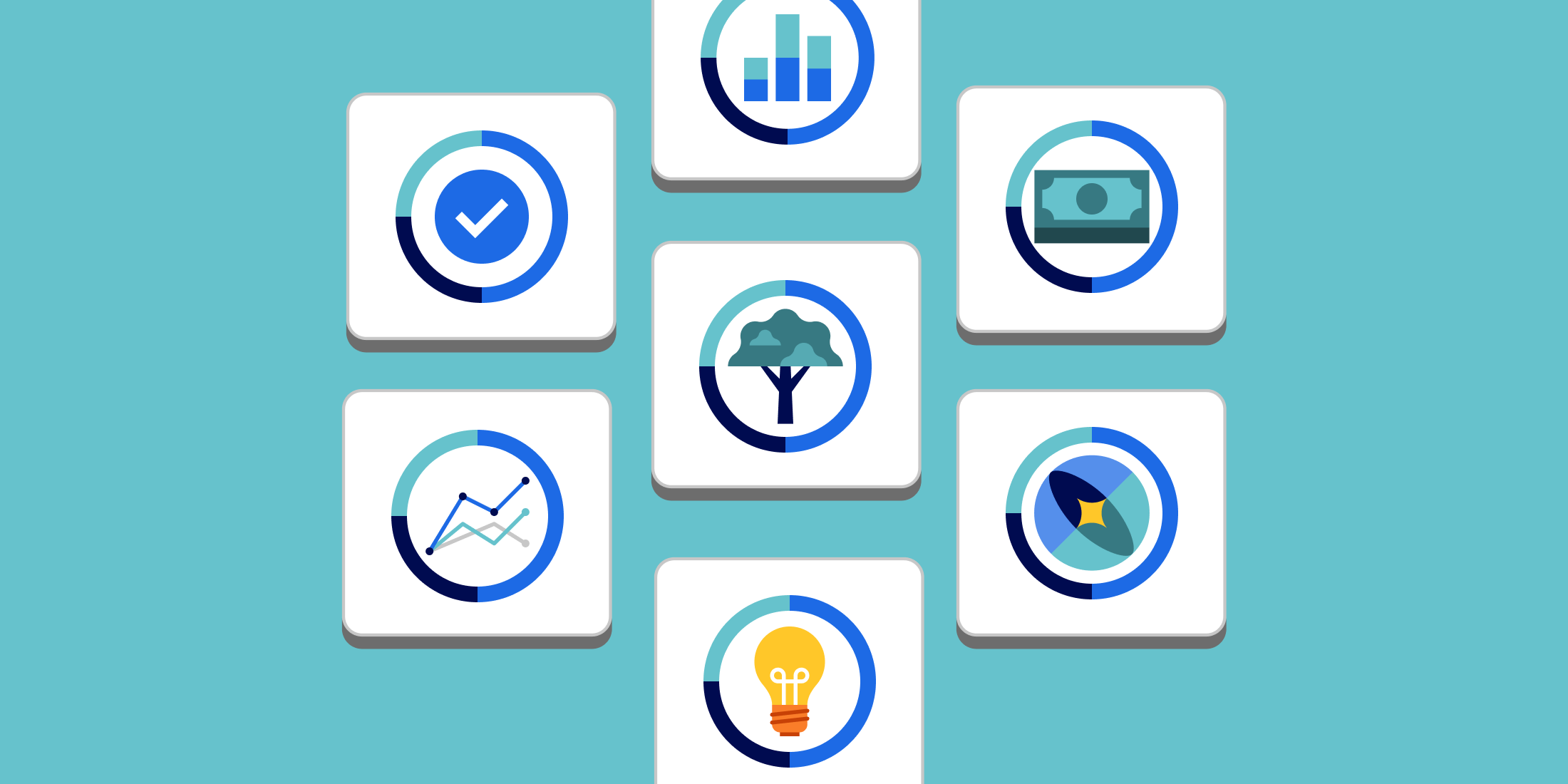 Icons showing various pie charts